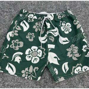 Michigan State Spartans Wes & Willy Men's Large Floral Lined Swim Trunks Shorts